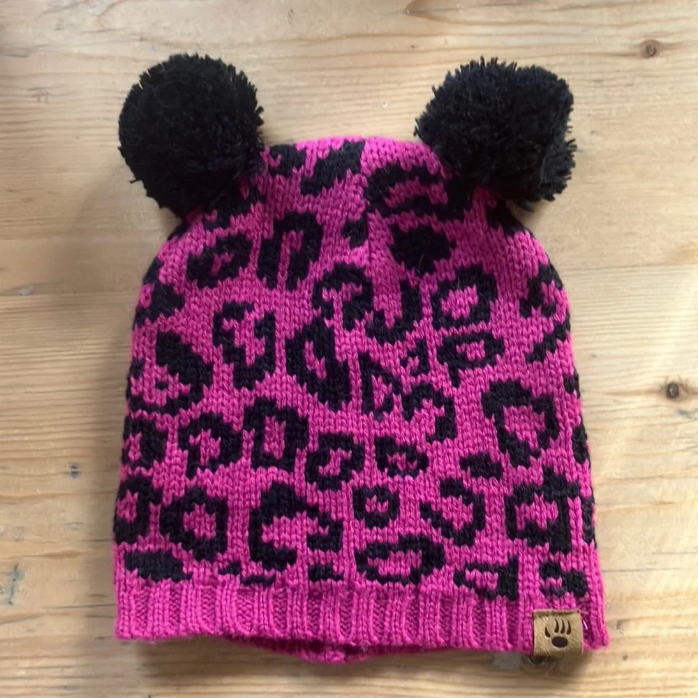 Kids’ knit beanie BearPaw Pink Animal Print